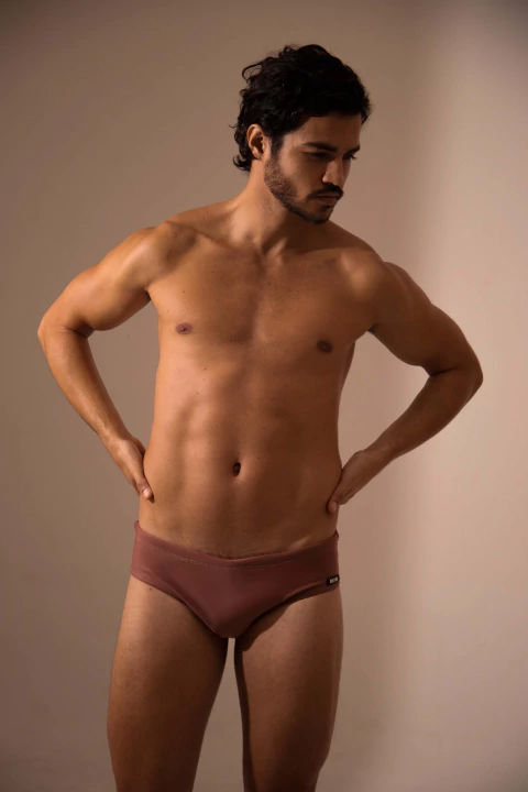 sunga slip marrom médio