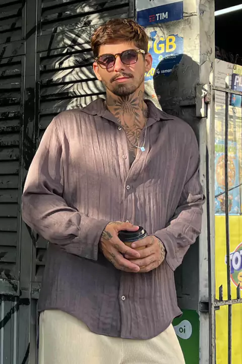 Camisa Nilo Manga Longa Chocolate