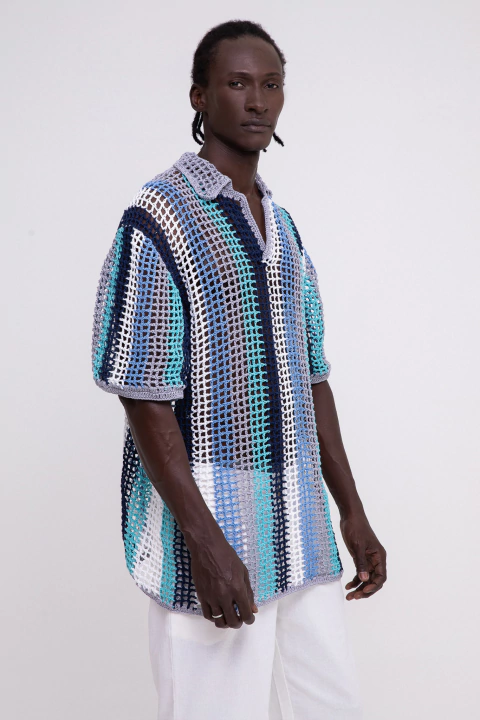 camisa ampla crochê cores - comprar online