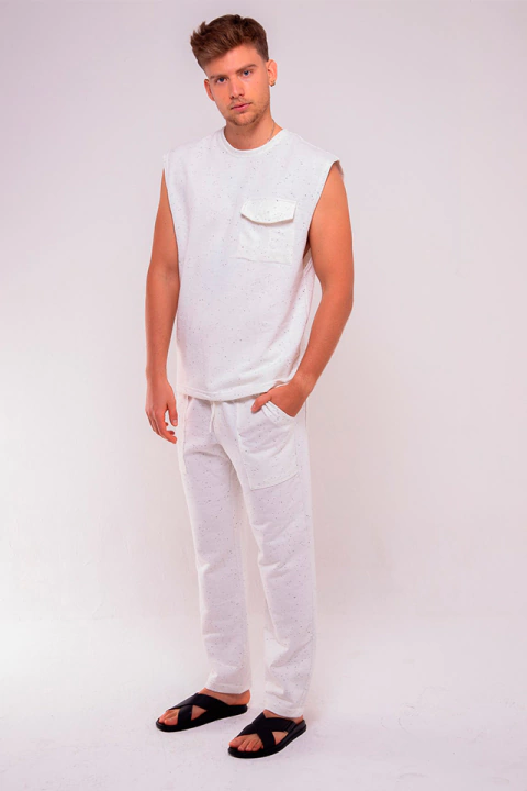 calça branca moletom pollares - comprar online