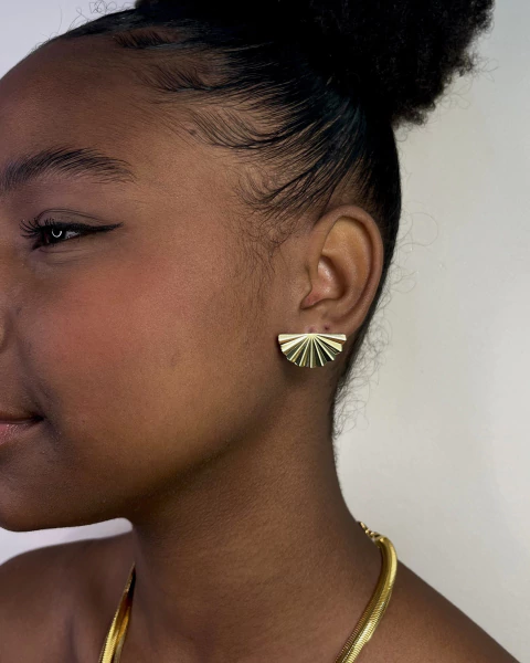 Brinco Leque Médio Banho Ouro 18 - comprar online
