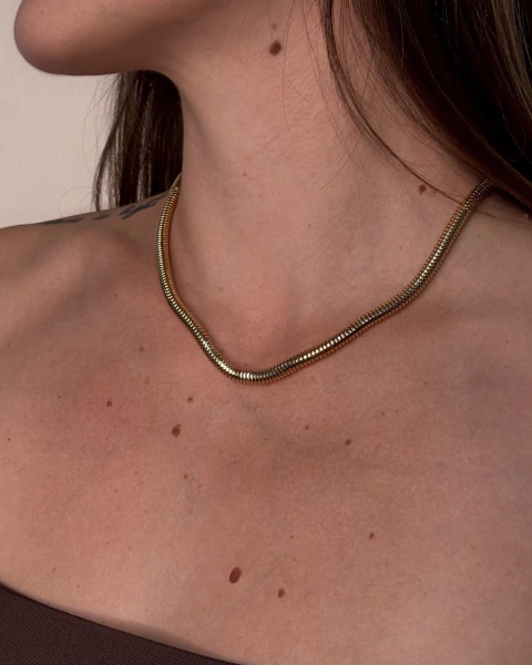 Colar Malha Redondo Banho Ouro 18k - comprar online