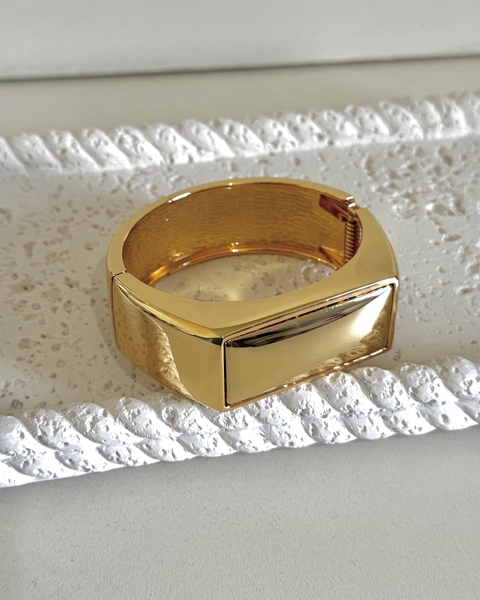 Bracelete Máxi Retangular Banhado a Ouro 18k
