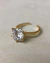 Anel Solitario Cravejado Cristal Banho Ouro 18k - loja online