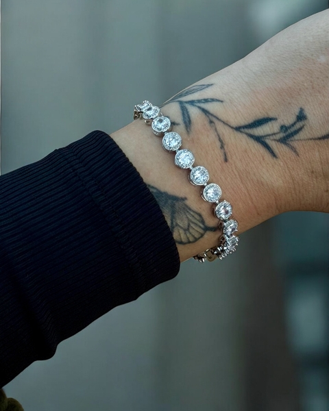 Pulseira Inpiraçao Esvar Riviera Ródio Branco