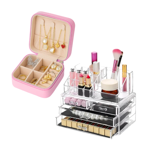 Set Alhajero Caja Organizadora Y Organizador Para Maquillaje