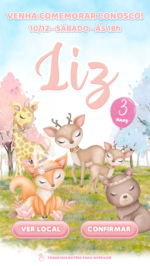 Convite interativo Bosque Cute