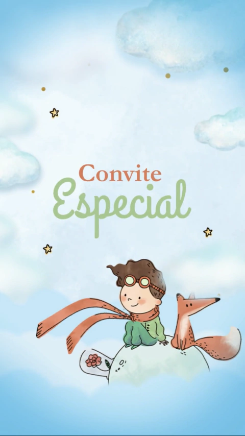 Convite animado O Pequeno Príncipe Aquarela - comprar online