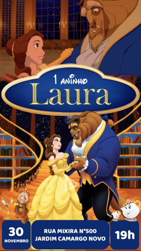 Convite animado simples - A Bela e a Fera