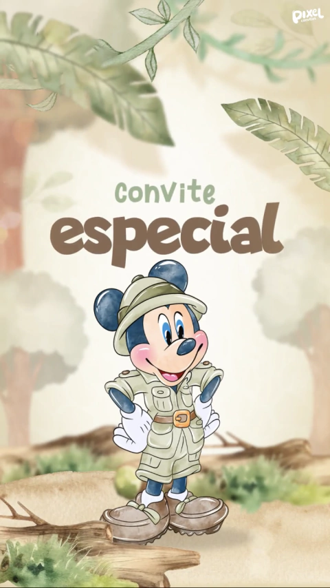 Convite animado Mickey e sua turma no Safari - comprar online
