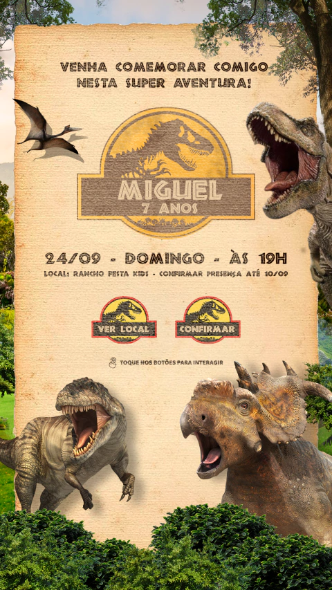 Convite interativo Jurassic Park