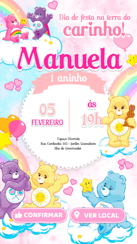 Convite interativo Ursinhos Carinhosos