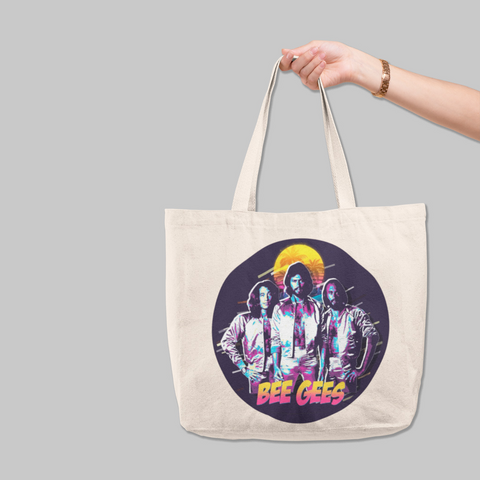 Bolsa de algodão cru com estampa digital redonda do Bee Gees