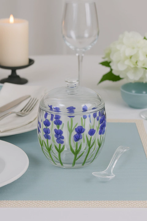 Açucareiro Cristal Lavanda com Tampa e Colher - comprar online