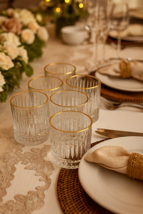 Copo de Cristal com Fio de Ouro – 330ml