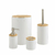 Imagem do Kit Banheiro Lavabo Conjunto Acessórios lixeira escova 6 Peças Bambu Luxo Preto/Branco