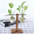 Vaso De Vidro Suporte Madeira Plantador Planta Bonsai - comprar online