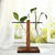 Vaso De Vidro Suporte Madeira Plantador Planta Bonsai