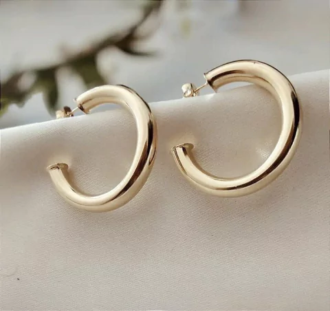 Argola Canon - Banhado Ouro 18k - Antialérgico