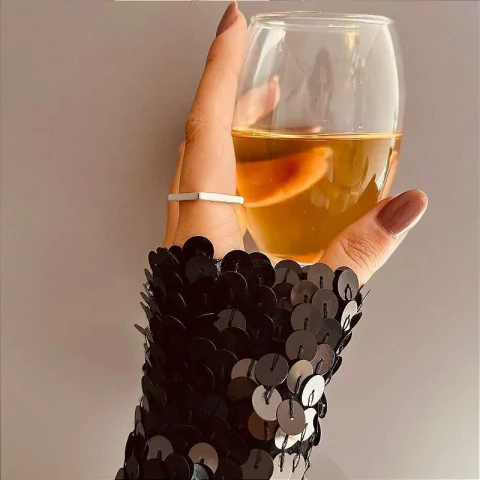 Anel Vazado Quadrado - Banhado Prata 925 - Antialérgico