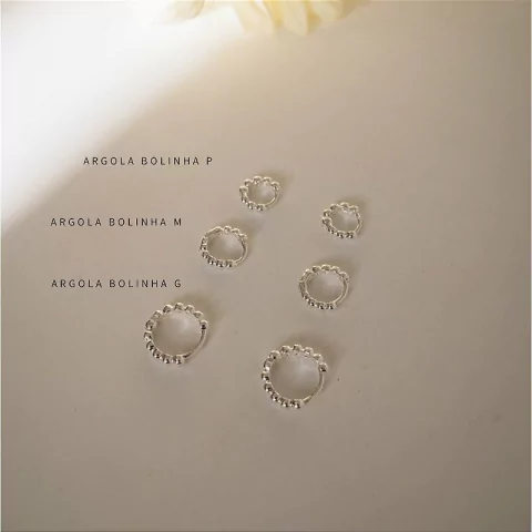 Argola Bolinha M - Banhado Prata 925 - Antialérgico