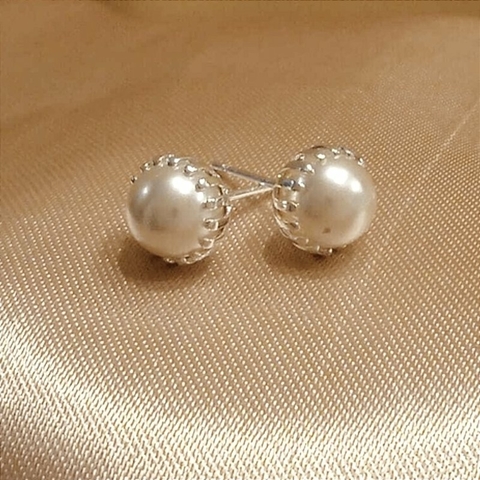 Brinco Ponto Luz - Banhado Prata 925 - Perola - Antialérgico