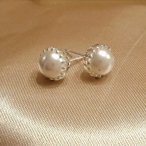 Brinco Ponto Luz - Banhado Prata 925 - Perola - Antialérgico