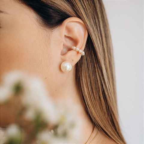 Brinco Perola Grande - Banhado Ouro 18k - Antialérgico