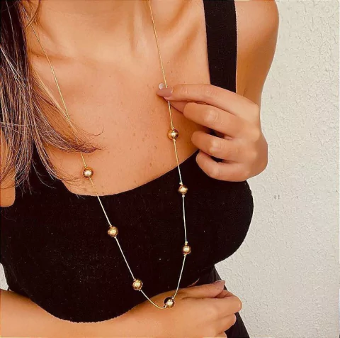 Colar Bola - Banhado Ouro 18k - Antialérgico