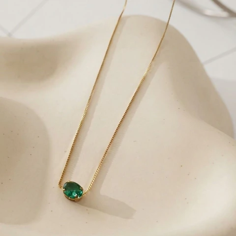 Choker Esmerald - Banhado Ouro 18k - Antialérgico