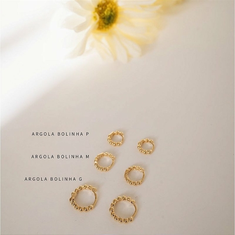 Argola Bolinha M - Banhado Ouro 18k - Antialérgico