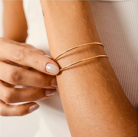 Bracelete 2 Fios - Banhado Ouro 18K - Antialérgico