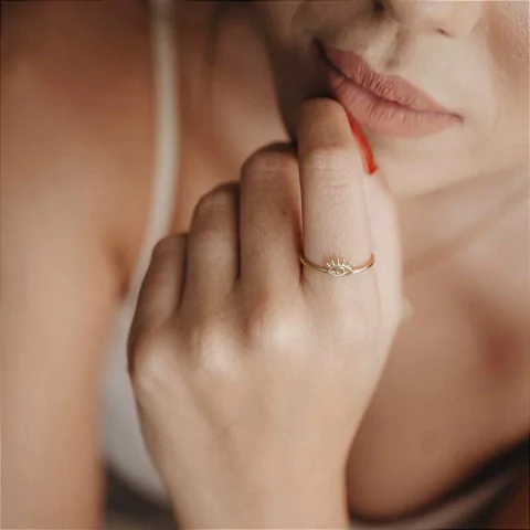 Anel Regulável Olho Grego - Banhado Ouro 18k - Antialérgico