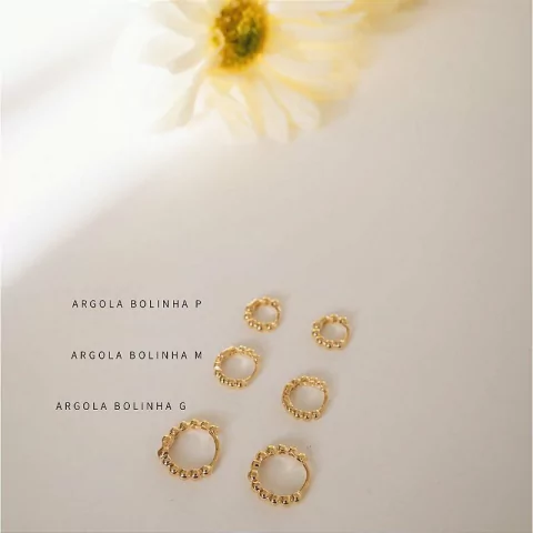 Argola Bolinha G - Banhado Ouro 18k - Antialérgico