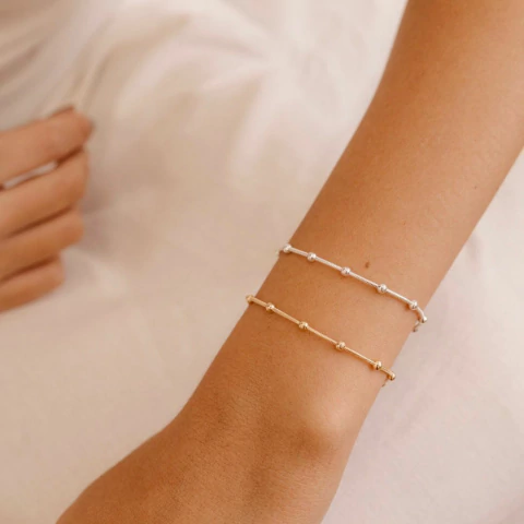 Pulseira de Bolinhas - Banhado Prata 925 - Antialérgico