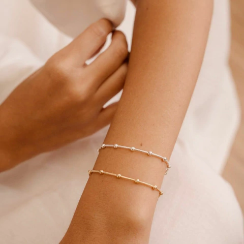 Pulseira de Bolinhas - Banhado Ouro 18k - Antialérgico