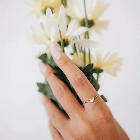 Anel Coração P - Regulável - Banhado Ouro 18k - Antialérgico