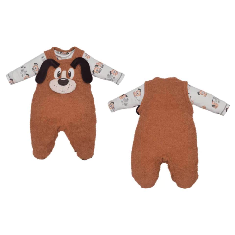 Conjunto Macacão com Body Manga Longa Bebê Menino Hugo