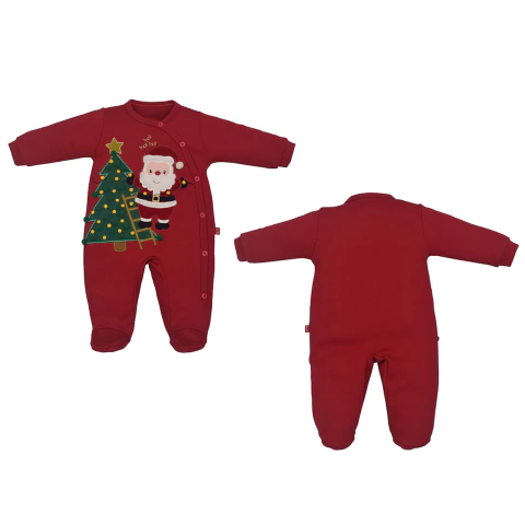 Macacão Infantil Suedine Natal Papai Noel Vermelho Alto Relevo