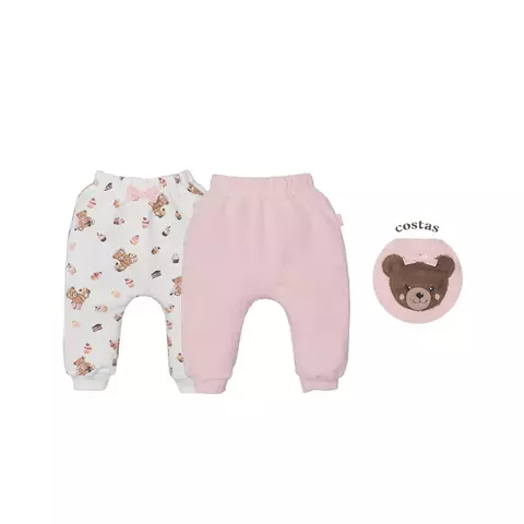 Kit 2 Peças Culote Bebê Menina Ursinha e Guloseimas Upi Uli