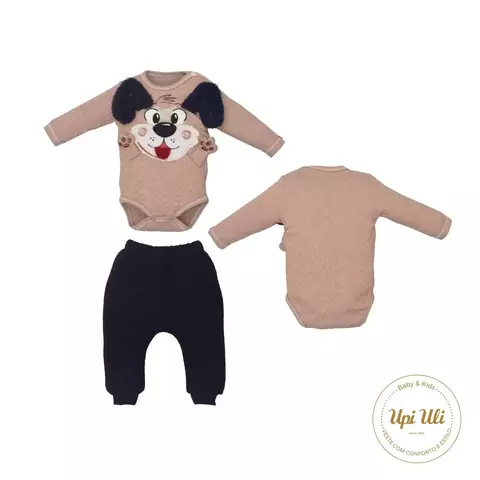 Conjunto De Bebê Body Com Culote Bege Humberto