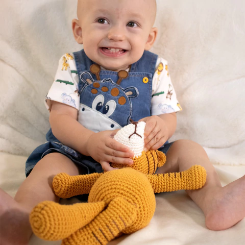 Banho De Sol Com Body Bebê Menino Azul Jens Otton Safari