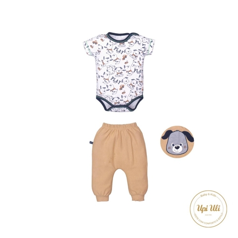 Conjunto Body Com Culote Bebê Menina Estampado Upi Uli