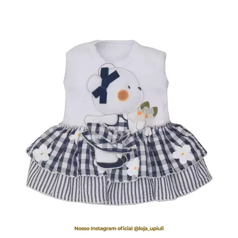 Vestido De Bebê C/Calcinha Ribana Moni/Xadrez Rebeca