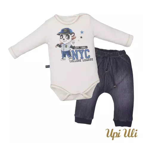 Conjunto De Bebê Body Com Culote Marfim Cristiano