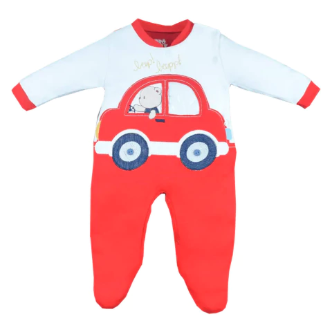 Macacão Bebê Menino Algodão Bordado Carrinho Upi Uli