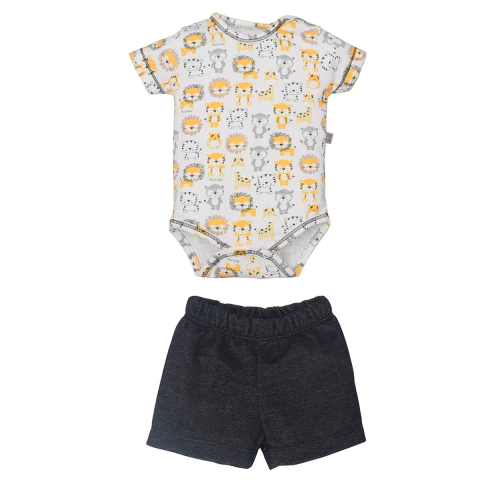 Conjunto Body Shorts Bebê Menino Algodão Estampado Upi Uli