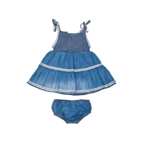 Vestido Alcinha Calcinha Infantil Menina Azul Jade Jeans - comprar online