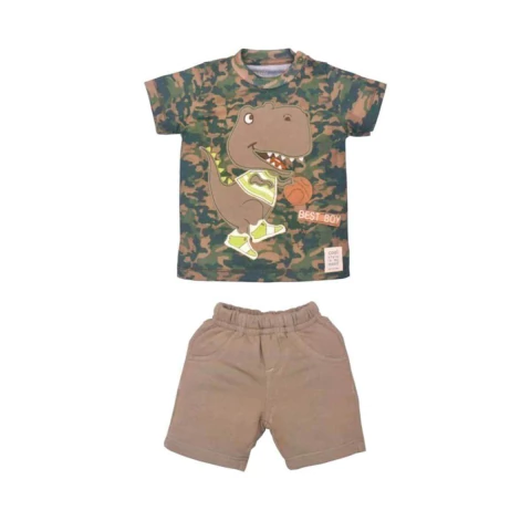 Conjunto Infantil Menino Suedine Verde Henrique Dinossauro - comprar online