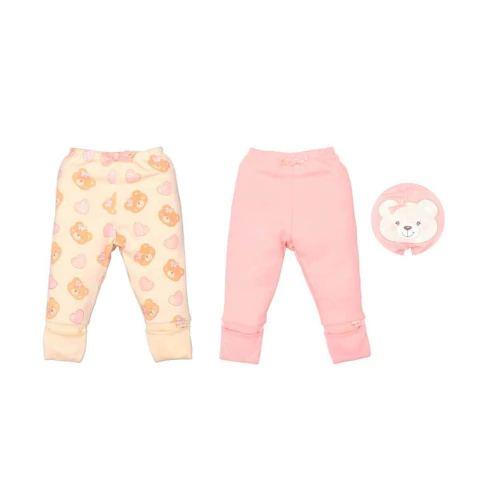 Kit Culote Bebê Mariana Suedine Estampado Ursinho Upi Uli